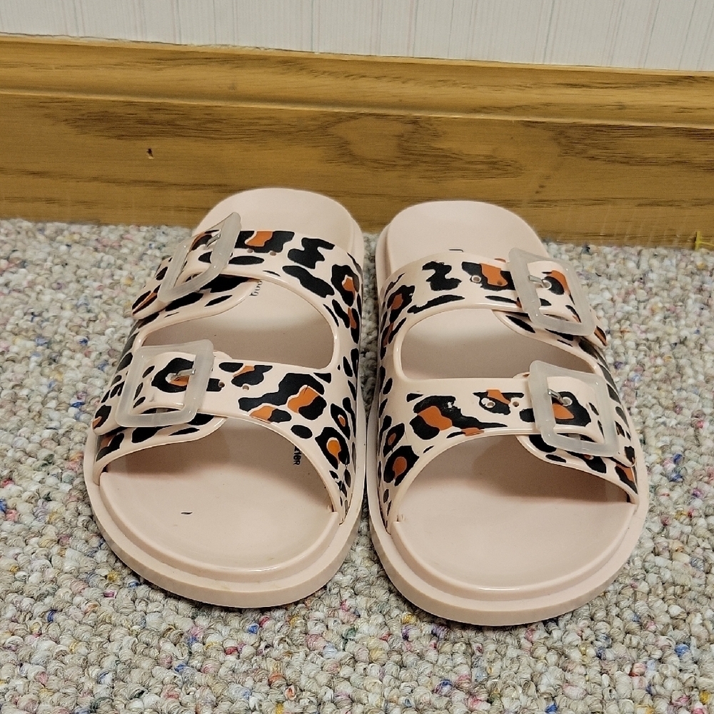 Mini Melissa Sz 13 Leopard Light Pink Rubber Two Buckle Sandals